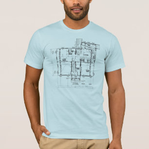 Halva inpassade manar för ritningblått tshirt t-shirt