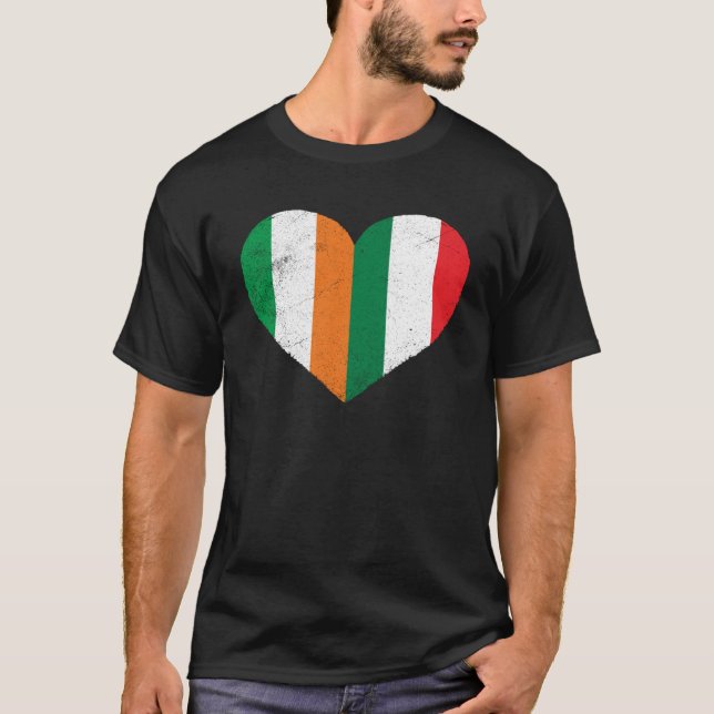 Halva Irish HalItaly Heart Ireland Italien Irish T Shirt (Framsida)