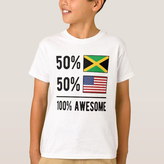 Halva Jamaican Halamerikanska Flagga, Jamaica T Shirt (Framsida)