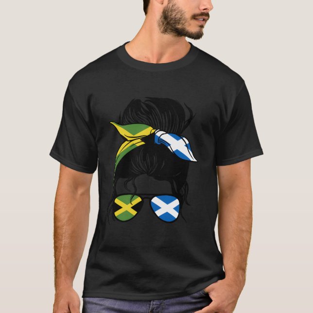 Halva Jamaican, halva Scottish Mix Jamaica och Sco T Shirt (Framsida)