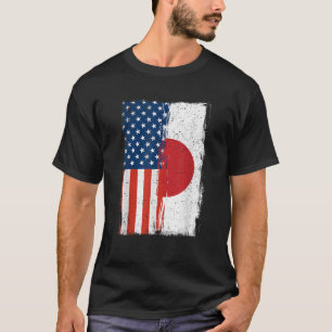 Halva japanska halvamerikanska Flagga Japan Americ T Shirt