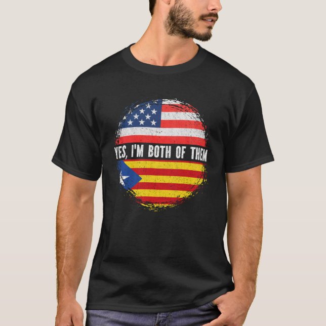 Halva Katalanska USA flagga-Katalonien i USA T Shirt (Framsida)