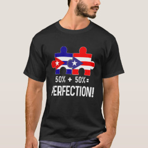 Halva kubanska halva Puerto Rican Flagga-kombinati T Shirt