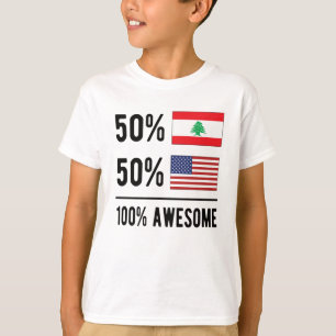 Halva libanesiska halva amerikanska Flagga Libanon T Shirt