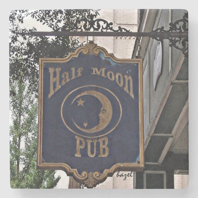 Halva Måne, Aten Georgia Marble Stone Underlägg. Underlägg Sten (Framsidan)