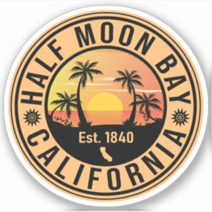 Halva Måne Bay California Retro Sunset Souvenirs Klistermärken