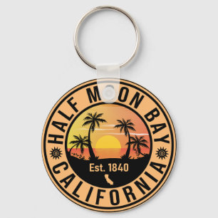 Halva Måne Bay California Retro Sunset Souvenirs Nyckelring