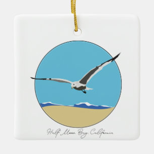 Halva Måne Bay, Kalifornien Sea Gull över Beach Julgransprydnad Keramik