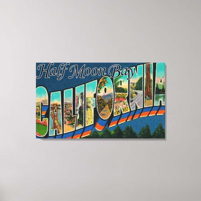 Halva Måne Bay, Kalifornien - Stora Brev Scenes Canvastryck (Framsida)