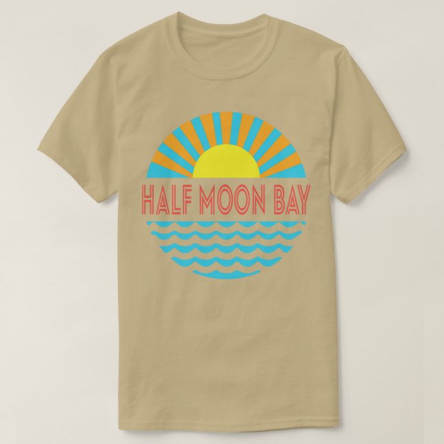 Halva Måne-bukten Sol och Vågar T Shirt (Design framsida)