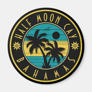 Halva Måne Cay Bahamas Retro Handflatan Träd Souve Magnet