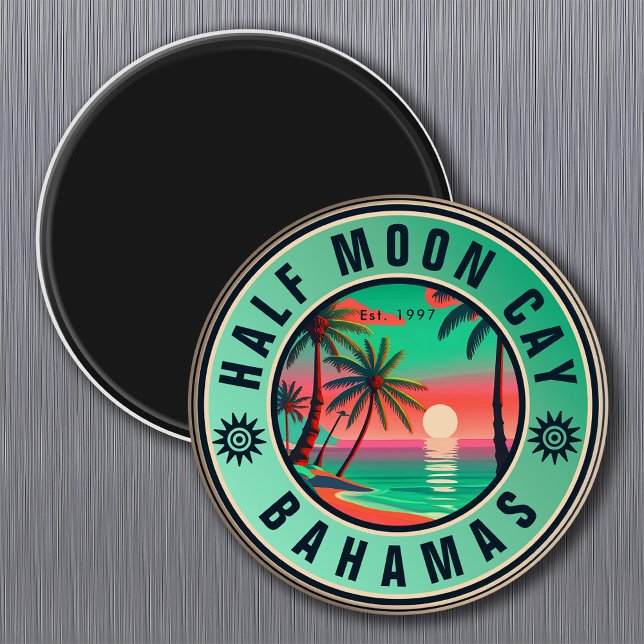 Halva Måne Cay Bahamas Retro Retro Souvenir 19560- Magnet (Skapare uppladdad)