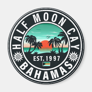 Halva Måne Cay Bahamas Retro Sunset Vacation 60-ta Magnet