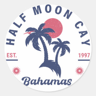 Halva Måne Cay Bahamas Retro Vintage Vacation 60-t Runt Klistermärke