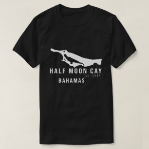 Halva Måne Cay Karta Bahamas minimalistiska Souven T Shirt