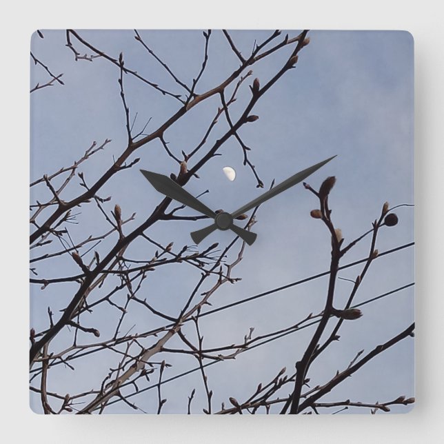 Halva Måne i Daylight Fyrkantig Klocka (Framsida)