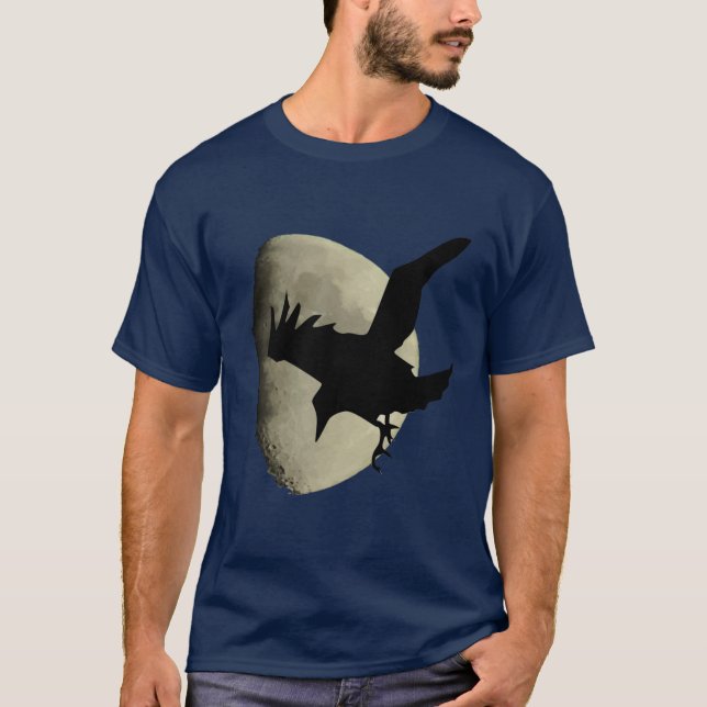Halva Måne med flygande Kråka i bakre delen Silhou T Shirt (Framsida)