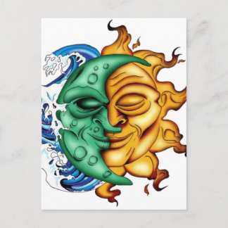 Halva Måne Sol Vykort