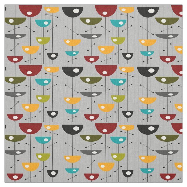 Halva Månens Blommigt i mitten av århundradet Tyg (Provkarta)