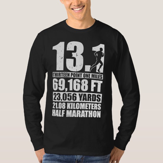 Halva Marathon 13,1 Miles Running Springer T Shirt (Framsida)