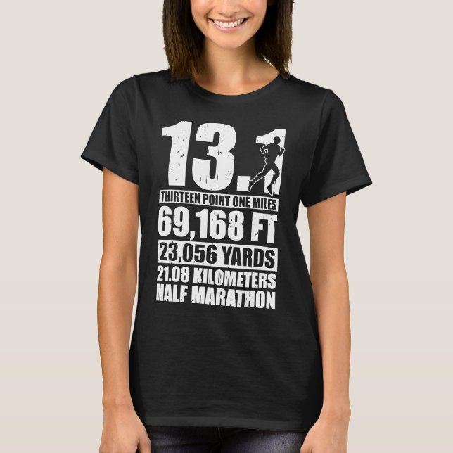 Halva Marathon 13,1 Miles Running Springer T Shirt (Framsida)