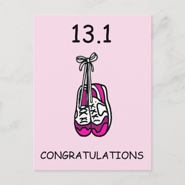 Halva Marathon-Grattisar till henne. Vykort (Framsida)