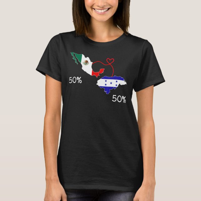 Halva mexikansk halv honduran Flagga Mexiko Catrac T Shirt (Framsida)