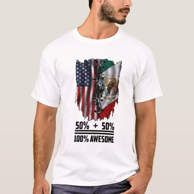  Halva mexikanska halva amerikanska Fantastisk-Fla T Shirt (Framsida)