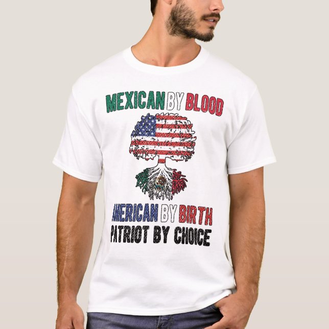 Halva mexikanska halva amerikanska Flagga Mexiko U T Shirt (Framsida)