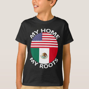 Halva mexikanska halva amerikanska Flagga USA, Mex T Shirt