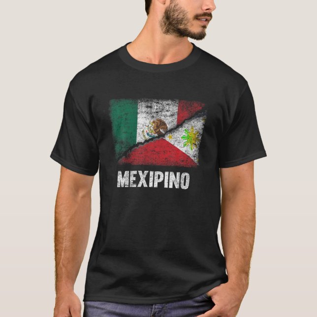 Halva mexikanska halva Filipino Flagga Mexiko Fili T Shirt (Framsida)