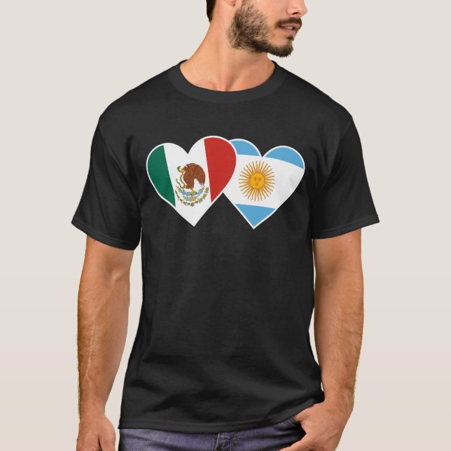Halva mexikanska halvargentinska Flagga Mexiko Arg T Shirt (Framsida)