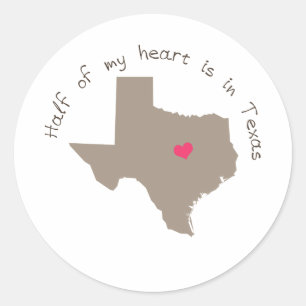 Halva mitt hjärta är i Texas. Runt Klistermärke