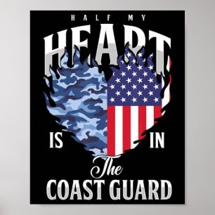 Halva mitt hjärta i USA:s kustbevakningsflagga fl Poster