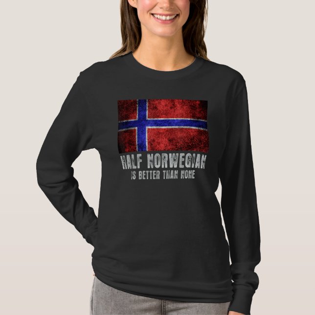 Halva norska är bättre än Ingen Norge Manar Wom T Shirt (Framsida)