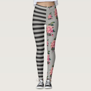 Halva och halv rosa blommigt för rand och leggings