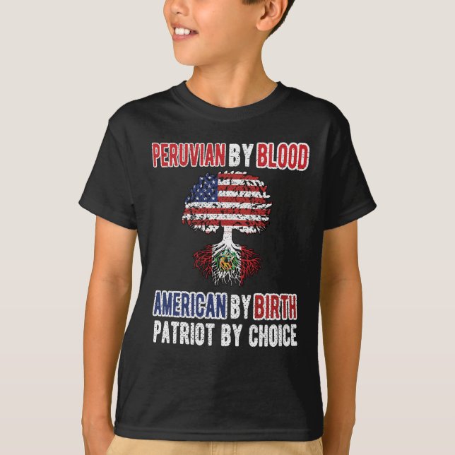 Halva peruanska halva amerikanska Flagga Peru USA  T Shirt (Framsida)