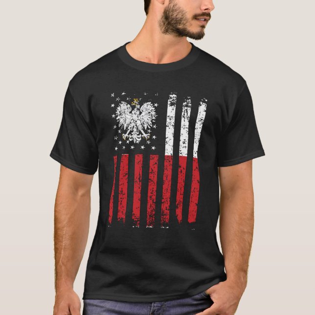 Halva polska Halamerikanska Polen, USA T Shirt (Framsida)