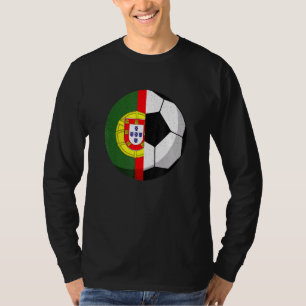 Halva portugisiska Flagga Halva fotbollsfotbollsfo T Shirt