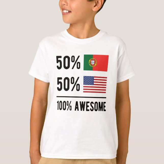 Halva portugisiska halva amerikanska Portugal, USA T Shirt (Framsida)