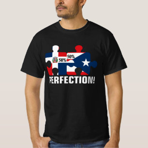 Halva Puerto Rican - halv Dominikanska Flagga i ko T Shirt
