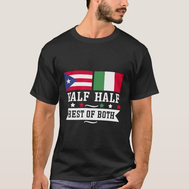 Halva Puerto Rican halv italienska för stolt kultu T Shirt (Framsida)