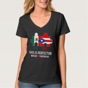 Halva Puerto Rican halv mexikansk Flagga Blandad T Shirt