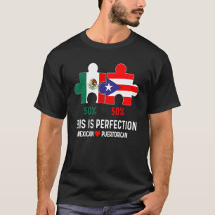 Halva Puerto Rican halv mexikansk Flagga Blandad T Shirt