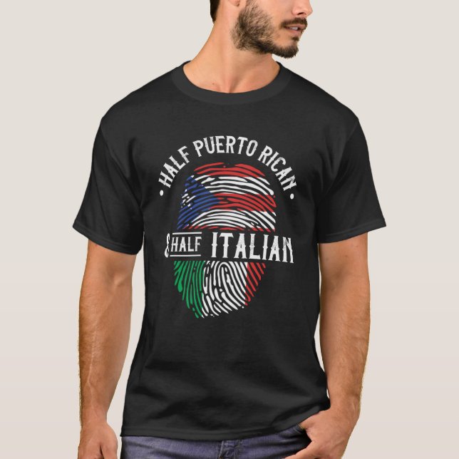 Halva Puerto Rican och halva italienska Flagga R T Shirt (Framsida)