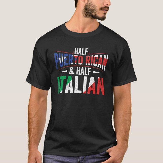 Halva Puerto Rican och halva italienska Flagga R T Shirt (Framsida)