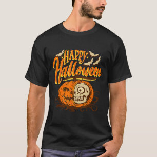 Halva Pumpkin Skull Halloween-skräckspråk - kväll T Shirt