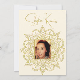 Halva Saree Ceremony Indian Cream Guld Inbjudningar