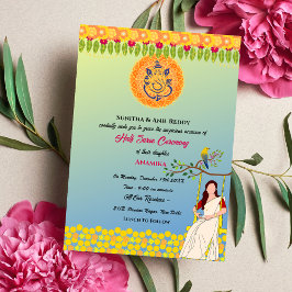 Halva Saree Ritu Kala Samskara Inbjudningar