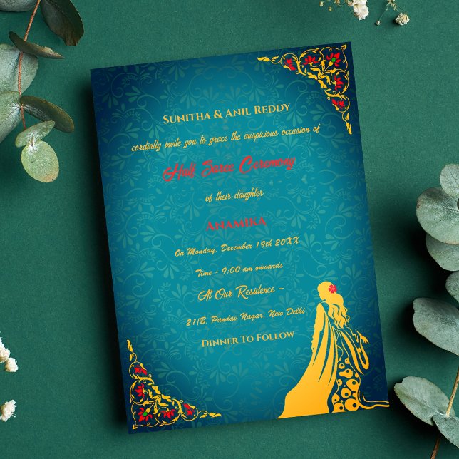 Halva Saree Ritu Kala Samskara Inbjudningar (Skapare uppladdad)